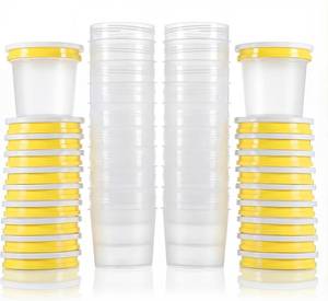 lot 10389 image: DEMORA 7 oz Plastic Food Containers with Screw Top Lids, Small Food Freezer Storage Containers Cups for Lunch Snack Soup Meal Prep, Freezer Microwave Dishwasher Safe, BPA Free (Yellow, 20 Sets)