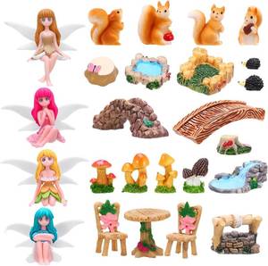 lot 10419 image: 25Pcs Fairy Garden Accessories, Miniature Garden Ornaments Landscape Decorations Mini Fairy Figures Animal Plant Furniture Set for DIY Terrarium Potted Plants Dollhouse Desk Decor