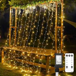 lot 10420 image: suddus Curtain Lights for Bedroom Backdrop 300 LED Plug in 9.8x9.8ft  Linkable up to 4 Sets,Plug-in Remote, Dimmable, Timer, 8 Modes, Indoor Outdoor Decor for Dorm, Party, Garden, Window - Missing Remote