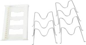 lot 10437 image: Expandable Pot Organizer, Pot and Pan Organizer Adjustable Size Organizer Rack Multi Use Pot Lid Holder for Kitchen Canteen(White)