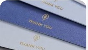 lot 10445 image: Durabasics Thank You cards and envelopes in assorted blue and gray shades,