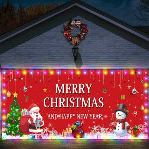 lot 10462 image: Ganeen 6.4x16 ft LED 2025 Christmas Garage Door Banner String Light Large Rustic Xmas Garage Door Decorations Xmas Banner Cover Backdrop Holiday Cover Decoration(Merry Christmas)