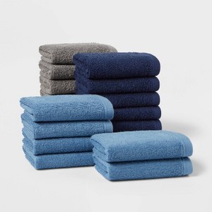 lot 10481 image: 18pk Everyday Washcloths BlueGray - Room Essentials