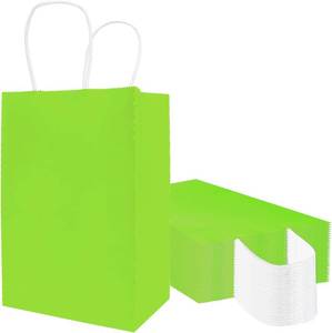 lot 10483 image: Green Gift Bags, 24 Pack Kraft Paper Party Favor Bags Bulk, Small Green Gift Bags with Handles, Green Goodie Bags for Valentines Birthday Wedding Baby Shower Retail Business Gift Bags 8.2x5.9x3.1