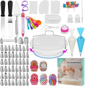 lot 10488 image: 475pcs Complete Cake Decorating Kit, Cake Decorating Tools with Rotating Cake Stand, Cake Leveler, Piping Tips etc. Cake Decorating Supplies Kit for Beginners, Bakers & Hobbyists, Cake Shop (Blue)