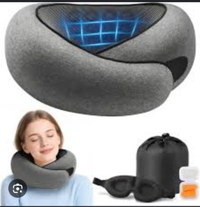 lot 10558 image: Mlchdykcp Travel Pillow is a memory foam, ergonomic U-shaped pillow designed for upright sleeping in cars and airplanes