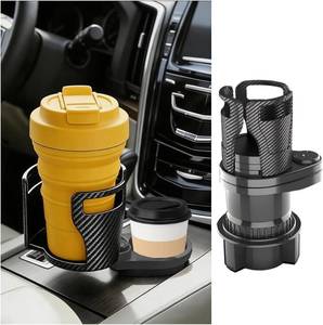 lot 10592 image: Car Cup Holder Expander, 2 in 1 Multifunctional 360  Rotating Water Bottles Holder Extender Adapter with Adjustable Base, Automotive Insert Drink Cup Adapter, Universal for Vehicles (Black)