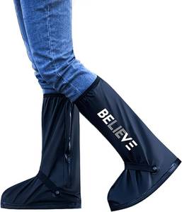 lot 10612 image: Waterproof Rain Shoe Covers Reusable Anti-Slip and Reflector Portable Motorcycle Rain Boots for Men Women SIZE XL
