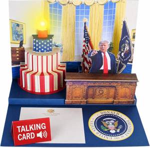 lot 10640 image: Donald Trump Pop Up Birthday Card with Real Voice & Music - 3D Oval Office