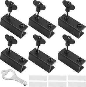 lot 10643 image: 6 Pcs Window Locks, Window Stoppers, Sliding Window Locks with Key Vertical & Horizontal Sliding Windows Doors Adjustable Security Window Lock for Bedroom Home Office (Black)