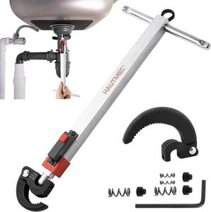 lot 10645 image: HAUTMEC 11-18inch Telescoping Basin Wrench, Sink Faucet Wrench for Tight Spaces with Replaceable Jaws Capacity 1-14to 2-12, Plumber Wrenches for Faucet Hex Nuts Install and Repair Under Sink