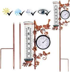 lot 10658 image: Hummingbird Rain Gauge Outdoor with Thermometer, Easy to Read  7 Decorative rain gauge, accurate & freeze proof, gardening gift for yard lawn garden patio