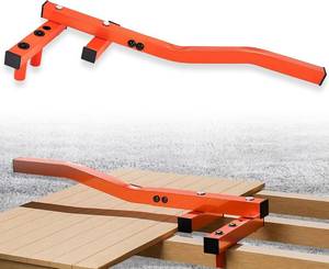 lot 10681 image: Deck Board Straightening Tool, Heavy Duty Lever Deck Board Straightener  Heavy-duty steel deck tool straightens warped boards with ease. Adjustable lever fits wood, composite & PVC deck installation