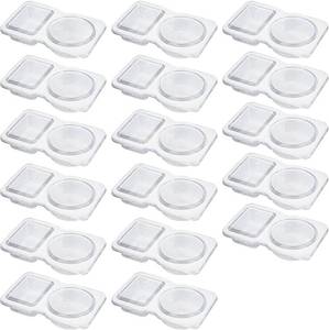 lot 10684 image: Double Condiment Containers with Lids, Dual Compartment Snack Containers in Square and Round Shapes, Clear Portion Cups for To Go Sauce, Sampling, Travel