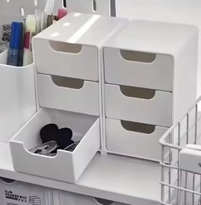 lot 10685 image: 3-Tier Drawer Organizer, Desktop Storage Organizer for Office Supplies & Cosmetics - Multipurpose Desktop Organizer with Trays, Perfect for Desk, Vanity, Countertop (1 Pack)