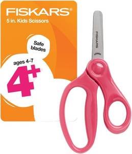 lot 13343 image: Fiskars Blunt-Tip Scissors for Kids, School or Crafting, 5, Premium Pink, 1-Pack