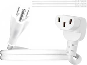 lot 14100 image: Adoreen 2 Ft Computer TV Replacement Power Cord White, 90 Degree Angled L-Shaped 18AWG 3-Prong AC Universal Power Supply Cable NEMA 5-15P to IEC 320 C13 for Printer, PC, Monitor TV LCD, ETLTies