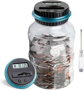 lot 14102 image: Large Piggy Bank for Boys Adults, Vcertcpl Digital Coin Counting Bank with LCD Counter, 1.8L Capacity Coin Bank Money Jar for Adults, Designed for All US Coins (Blue)