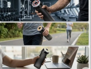 lot 14127 image: Flavored Water Bottle 650ml Frosted Design With Flavor Pods For Camping Fishing Outdoor Activities, Matte Black 6 flavors included