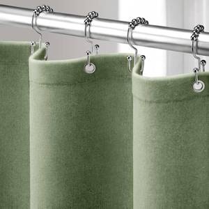 lot 2030 image: Linen Shower Curtain Green, Fabric Boho Farmhouse Shower Curtains for Bathroom Cotton Natural Cloth Liner Set 72 W x 84 L