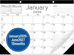 lot 2042 image: Wall Calendar 2026-2027 18 Months 12 17Thick Paper with festival Dates  Desk Calendar 2026-2027 from Jan. 2026 to Jun. 2027 with Ruled Blocks for Home or Office New Year