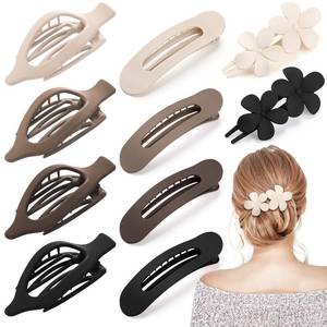 lot 14137 image: 10 Pcs French Flat Hair Clips for Women - 3 Styles Non-slip Flat Claw Clips Matte Hair Claws for Thin Thick Hair