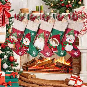 lot 14142 image: Personalized Christmas Stockings - Hanging Short Fleece Christmas Stockings for Christmas Family Party Fireplace Decor 5 Pcs
