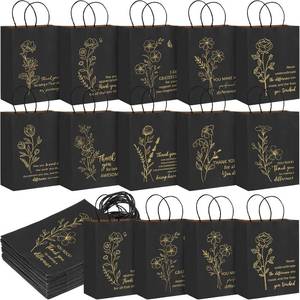 lot 14150 image: Kolldenn 50 Pack Thank You Gift Bags for Cna Week Kraft Paper Bags with Handles for Father Day Employee Appreciation, Nurse Week, Teacher Appreciation, Administrative Professionals Day(Black)