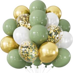 lot 14162 image: Sage Green and Gold Balloons, 24pcs 12 Inch Sage Green White Metallic Gold Confetti Latex Balloons for Baby Shower Birthday Wedding Bridal Shower Engagement Party Decorations