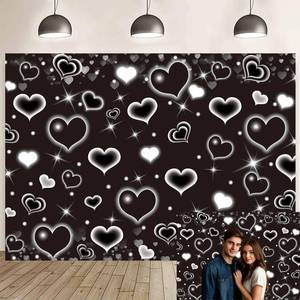 lot 14190 image: Gray Heart Early 2000s Backdrop 7x5FT Valentines Day Photography Background 2000s 90s Men Women Happy Birthday Anniversary Party Selfie Wall Decoration Props