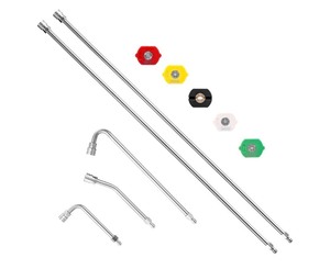 M MINGLE Pressure Washer Extension Wand - 120" Upgrade Power Washer Lance - Pressure Washer Accessories with 5 Nozzle Tips - 30°/90°/120° Curved Rod, 1/4" Quick Connect