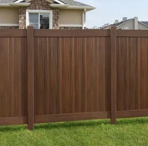 lot 9 image: 6 ft. x 6 ft. Board on Board Framed Flat Woodgrain Hickory Vinyl Fence Panel With Steel Inserts (Unassembled) see all images sm corner blm Retails $149