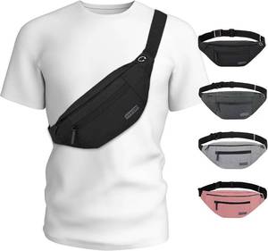 lot 28269 image: Large Crossbody Fanny Pack with 4-Zipper Pockets,Gifts for Enjoy Sports Festival Workout Traveling Running Casual Hands-Free Wallets Waist Pack Phone Bag Carrying All Phones - Retail $13