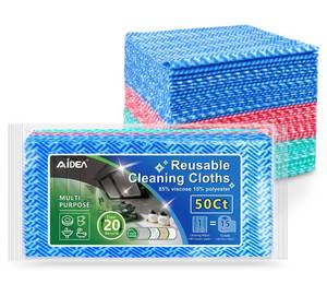 lot 28271 image: Cleaning Wipes, Reusable Paper Towels, Disposable Towels, Domestic Wipes for Dish&Kitchen, 50 Count Multi-Purpose Cleaning Dish Rags, 12  12 Inch - Retail $8