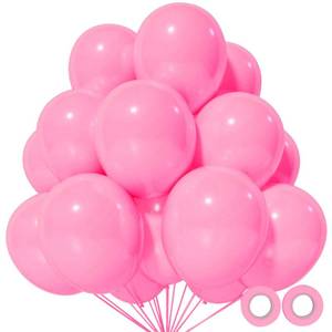 lot 28280 image: Pink Balloon 110pcs, Pink Latex Balloons12 inch for Birthday Valentines Day Wedding(with 2 Ribbons) - Retail $8