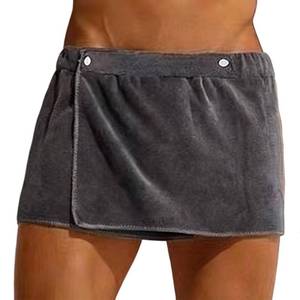 lot 28283 image: Men Boys Soft Wearable Bath Towel Short Pants Adjustable Mircofiber Towel Pool Beach Spa Bathing Shower Cover Up Wrap Around Towel (Grey,11.8) - Retail $11