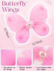 lot 28290 image: 4 Pack Fairy Costume for Girls Butterfly Wings Kids Princess Costume Set with Tutu Skirt,Headband,Fairy Wings and Wand (The Wings Are a bit Damaged See Picture For Reference) - Retail $15