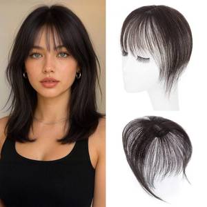 lot 28318 image: Clip in Bangs,S-noilite Bangs Hair Clip ins Human Hair,Clip on Bangs,Invisible 3D 360°Cover Air Bangs Hair Pieces Lightweight Wispy Bangs Topper for Women 10g8 inch #1B Natural Black - Retail $30