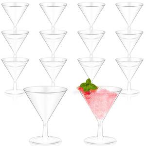 lot 28321 image: 12 Pcs 2 oz Plastic Martini Glasses Disposable Clear Cocktail Dessert Parfait Glasses Unbreakable Mini Martini Cups for Wedding Party Bowl Wine Ice Cream (Stem) - Retail $10