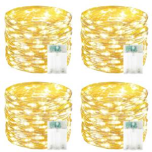 lot 28329 image: 4 Pack 60 LED Fairy Lights Battery Operated with Timer, 20FT Waterproof String Lights Indoor Outdoor, Cuttable Battery Light for Home Bedroom Wedding DIY Centerpiece Christmas Decorations (Warm White) - Retail $18