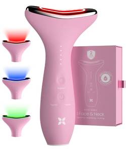 REVO Genie Facial Massager for Face and Neck, LED Beauty Device with Heat and Vibration, Depuffing Sculpting Tool with Red Blue Green Light Modes for Skincare Routine - Retail: $66
