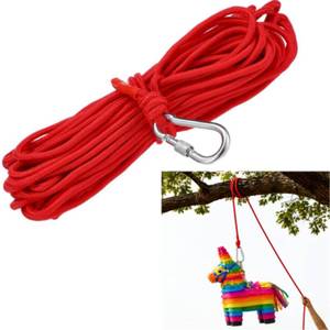 lot 28336 image: 65.6 ft Heavy Duty Nylon Pi�ata Hanging Rope with D-Ring 316 (6mm) Adjustable Rope for Las Posadas Party Indoor Outdoor Events Pinata Hanging Decorations Supplies(Red) - Retail $14