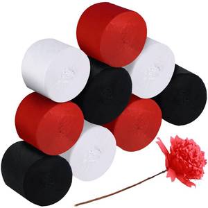 lot 28339 image: 9 Rolls Crepe Paper Streamers Party Decorations 246 Yards in 3 Colors for Xmas Hanging Backdrops Party Decorations Christmas DIY Craft Supplies(Simple Style,Black, White, Red) - Retail $9