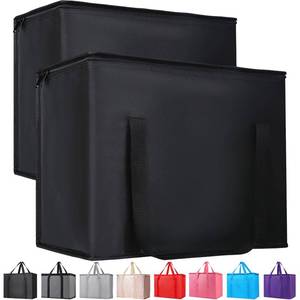 lot 28340 image: 2-Pack Insulated Reusable Grocery Bag Heavy Duty Thermal Tote, X-Large for Frozen Foods Cold Storage, Travel Cooler Shopping Transport Hot Food Delivery, Collapsible Insulated Bags, Black - Retail $17