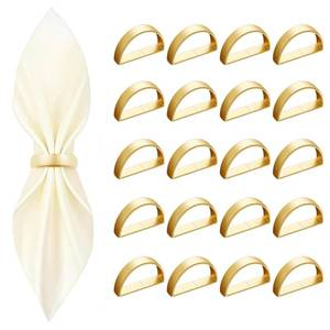 lot 28345 image: 19 Pcs Gold Napkin Rings - Metal Napkin Ring(Semicircle) Stainless Steel Napkin Rings for Table Settings Wedding Christmas Party Dinner Table - Retail $12