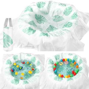 lot 28349 image: Beach Pool 6.56 x 6.56 Feet Waterproof Pool and Beach Blanket Portable Water Game Flexible Paddling Game for Outdoor (Green,Plant) - Retail $25