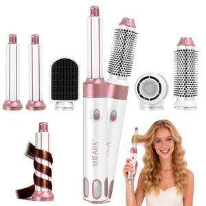 5 in 1 Blow Dryer Brush, Upgrade Hair Dryer Brush 5 in 1 Hair Styler Air Styler Curling Wrap with Negative Ion Hot Air Brush, Travel Hairdryer Hair Styling Tools for Salon Styling (Rose Gold) - Retail: $70