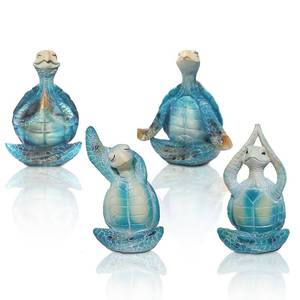 lot 28374 image: 4PCS Yoga Sea Turtle Figurines,Meditation Zen Statue Decor Set for Bathroom Office Desk Table Shelf Ornament Beach Theme Gifts for Women Turtle Lovers Ocean Animal Resin Sculptures Decoration - Retail $25