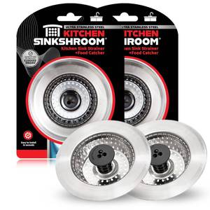 lot 28387 image: Revolutionary Clog-Free Sink Strainer Basket, 2-Pack, Stainless Steel - Retail $23