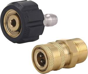 lot 28390 image: Pressure Washer Adapter Set, Quick Connect Gun to Wand, M22 14mm to 14 Inch - Retail $10